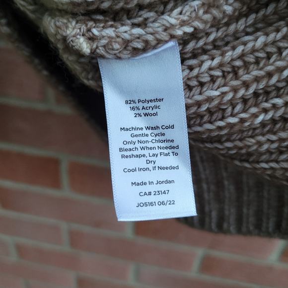 Talbots Blocked Stripe Half Zip Pullover Sweater Cream Tan Small - Picture 5 of 5